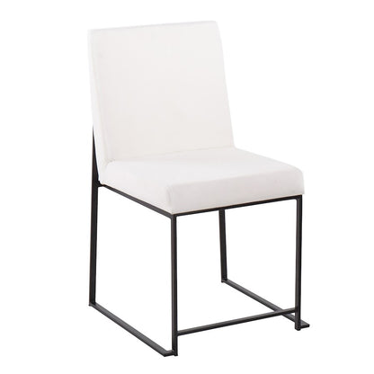 LumiSource Fuji High Back Dining Chair Set of 2 | Black Steel & White Velvet | Dining Room & Office Seating | Model DC-HBFUJIBKVW2
