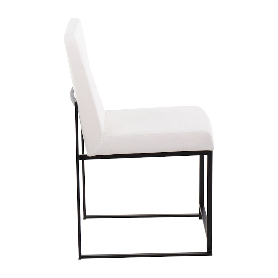 LumiSource Fuji High Back Dining Chair Set of 2 | Black Steel & White Velvet | Dining Room & Office Seating | Model DC-HBFUJIBKVW2