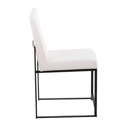LumiSource Fuji High Back Dining Chair Set of 2 | Black Steel & White Velvet | Dining Room & Office Seating | Model DC-HBFUJIBKVW2