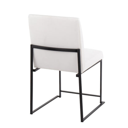 LumiSource Fuji High Back Dining Chair Set of 2 | Black Steel & White Velvet | Dining Room & Office Seating | Model DC-HBFUJIBKVW2