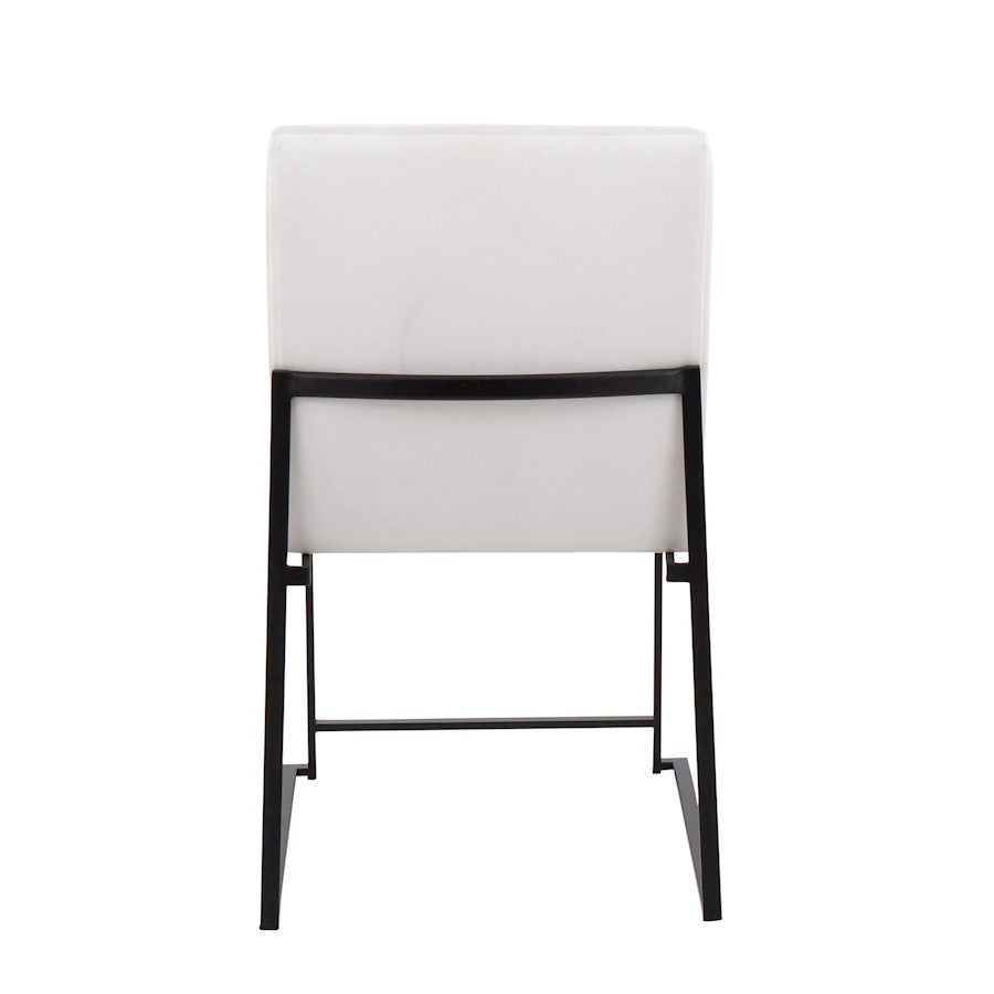LumiSource Fuji High Back Dining Chair Set of 2 | Black Steel & White Velvet | Dining Room & Office Seating | Model DC-HBFUJIBKVW2