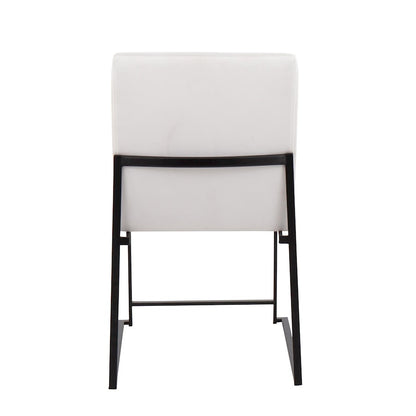 LumiSource Fuji High Back Dining Chair Set of 2 | Black Steel & White Velvet | Dining Room & Office Seating | Model DC-HBFUJIBKVW2