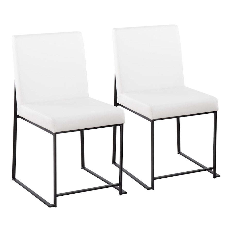 LumiSource Fuji High Back Dining Chair Set of 2 | Black Steel & White PU Leather | Dining Room & Office Seating | Model DC-HBFUJIBKW2