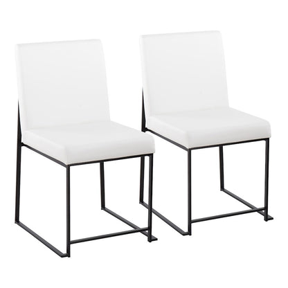 LumiSource Fuji High Back Dining Chair Set of 2 | Black Steel & White PU Leather | Dining Room & Office Seating | Model DC-HBFUJIBKW2