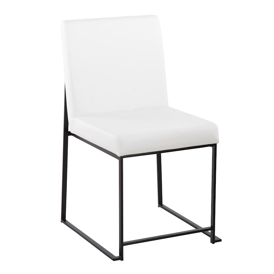 LumiSource Fuji High Back Dining Chair Set of 2 | Black Steel & White PU Leather | Dining Room & Office Seating | Model DC-HBFUJIBKW2