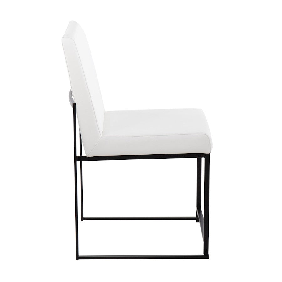 LumiSource Fuji High Back Dining Chair Set of 2 | Black Steel & White PU Leather | Dining Room & Office Seating | Model DC-HBFUJIBKW2