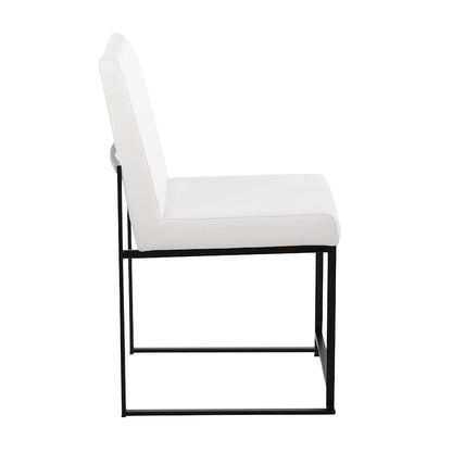 LumiSource Fuji High Back Dining Chair Set of 2 | Black Steel & White PU Leather | Dining Room & Office Seating | Model DC-HBFUJIBKW2