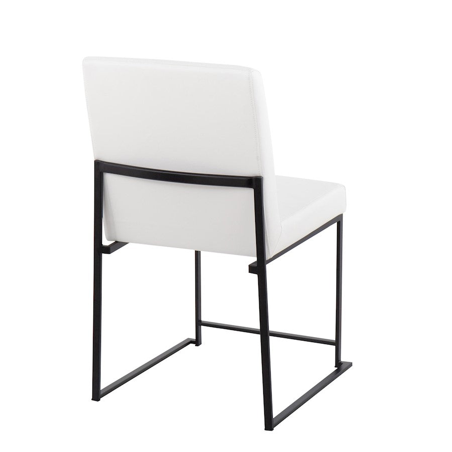 LumiSource Fuji High Back Dining Chair Set of 2 | Black Steel & White PU Leather | Dining Room & Office Seating | Model DC-HBFUJIBKW2