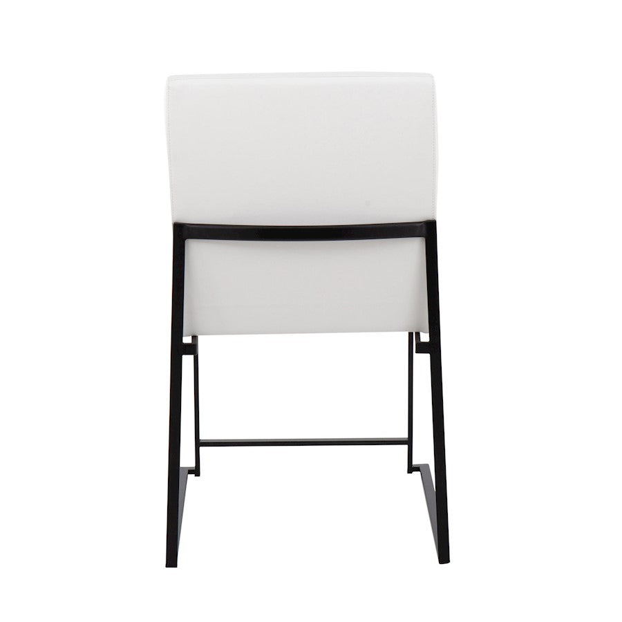 LumiSource Fuji High Back Dining Chair Set of 2 | Black Steel & White PU Leather | Dining Room & Office Seating | Model DC-HBFUJIBKW2