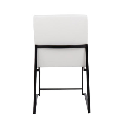 LumiSource Fuji High Back Dining Chair Set of 2 | Black Steel & White PU Leather | Dining Room & Office Seating | Model DC-HBFUJIBKW2