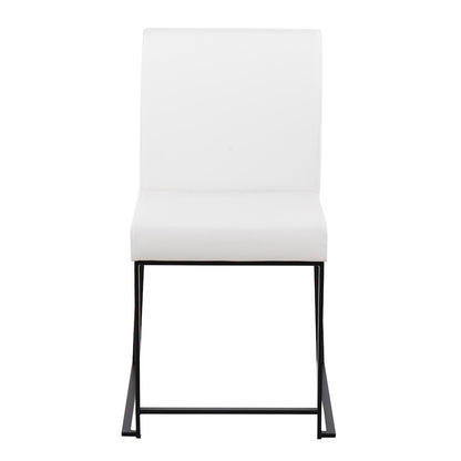 LumiSource Fuji High Back Dining Chair Set of 2 | Black Steel & White PU Leather | Dining Room & Office Seating | Model DC-HBFUJIBKW2