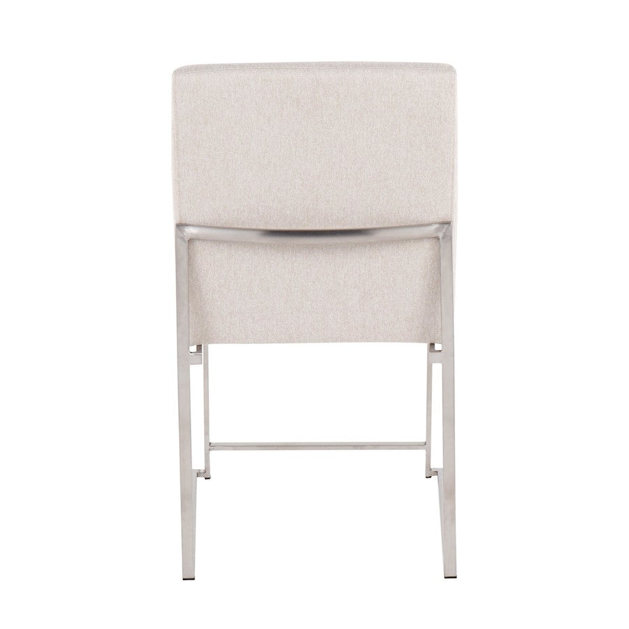LumiSource Fuji High Back Dining Chair Set of 2 | Brushed Stainless Steel & Beige Fabric | Dining Room & Office Seating | Model DC-HBFUJISSBG2
