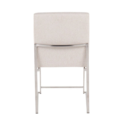 LumiSource Fuji High Back Dining Chair Set of 2 | Brushed Stainless Steel & Beige Fabric | Dining Room & Office Seating | Model DC-HBFUJISSBG2