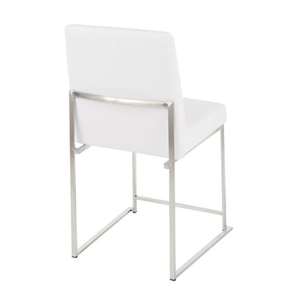 LumiSource Fuji High Back Dining Chair Set of 2 | Brushed Stainless Steel and White Velvet | Dining Room & Office Seating | Model DC-HBFUJISSVW2