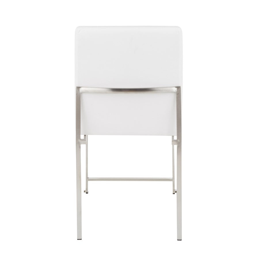 LumiSource Fuji High Back Dining Chair Set of 2 | Brushed Stainless Steel and White Velvet | Dining Room & Office Seating | Model DC-HBFUJISSVW2