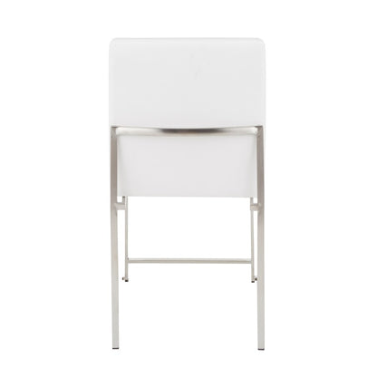 LumiSource Fuji High Back Dining Chair Set of 2 | Brushed Stainless Steel and White Velvet | Dining Room & Office Seating | Model DC-HBFUJISSVW2