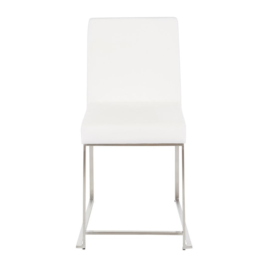 LumiSource Fuji High Back Dining Chair Set of 2 | Brushed Stainless Steel and White Velvet | Dining Room & Office Seating | Model DC-HBFUJISSVW2