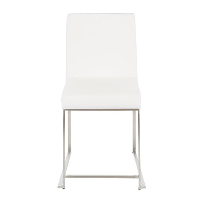 LumiSource Fuji High Back Dining Chair Set of 2 | Brushed Stainless Steel and White Velvet | Dining Room & Office Seating | Model DC-HBFUJISSVW2