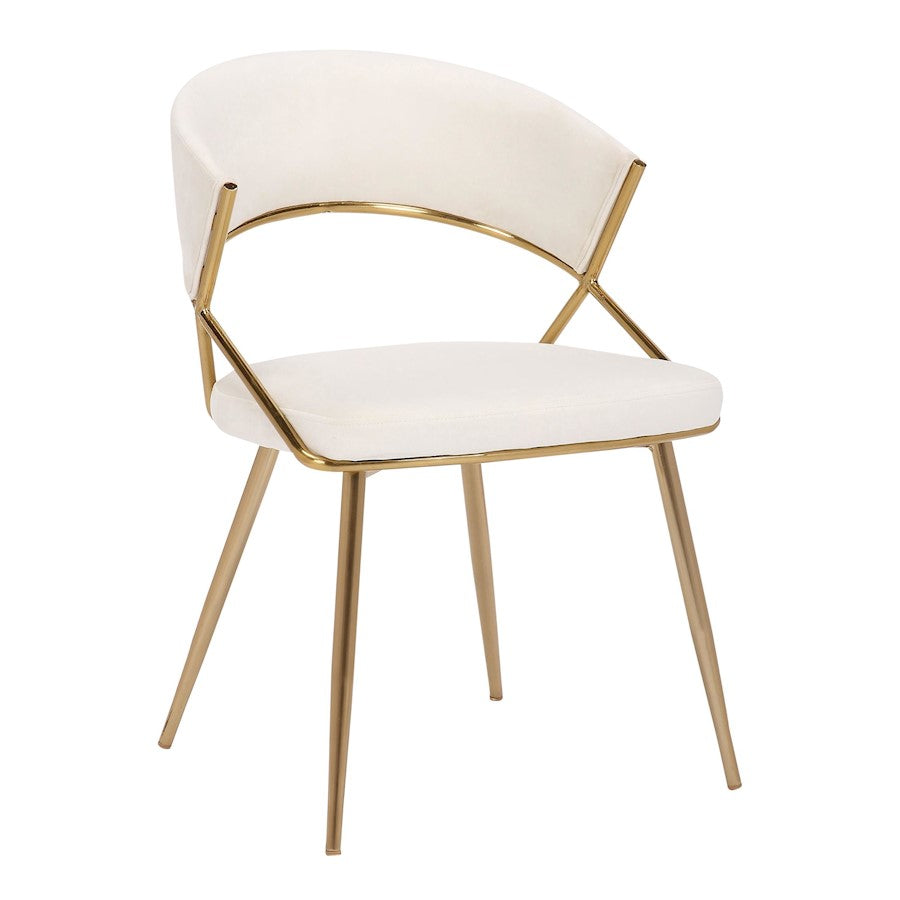 LumiSource Jie Dining Chair Set of 2 | Gold Steel and Cream Velvet | Glam Dining Room & Accent Seating | 22.25 x 20.5 x 31 in | Model DC-JIEAUVCR2