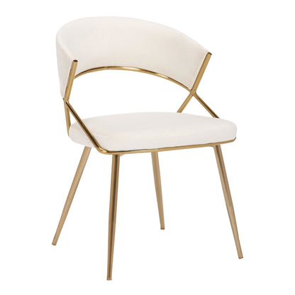 LumiSource Jie Dining Chair Set of 2 | Gold Steel and Cream Velvet | Glam Dining Room & Accent Seating | 22.25 x 20.5 x 31 in | Model DC-JIEAUVCR2