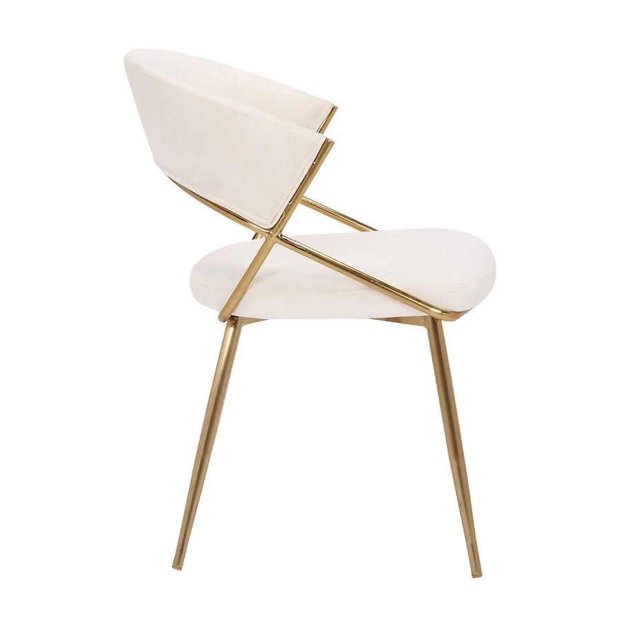 LumiSource Jie Dining Chair Set of 2 | Gold Steel and Cream Velvet | Glam Dining Room & Accent Seating | 22.25 x 20.5 x 31 in | Model DC-JIEAUVCR2