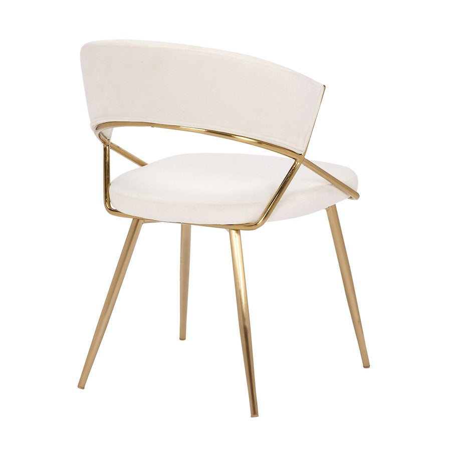 LumiSource Jie Dining Chair Set of 2 | Gold Steel and Cream Velvet | Glam Dining Room & Accent Seating | 22.25 x 20.5 x 31 in | Model DC-JIEAUVCR2