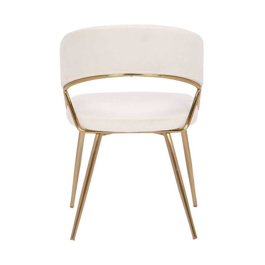 LumiSource Jie Dining Chair Set of 2 | Gold Steel and Cream Velvet | Glam Dining Room & Accent Seating | 22.25 x 20.5 x 31 in | Model DC-JIEAUVCR2