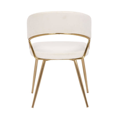 LumiSource Jie Dining Chair Set of 2 | Gold Steel and Cream Velvet | Glam Dining Room & Accent Seating | 22.25 x 20.5 x 31 in | Model DC-JIEAUVCR2