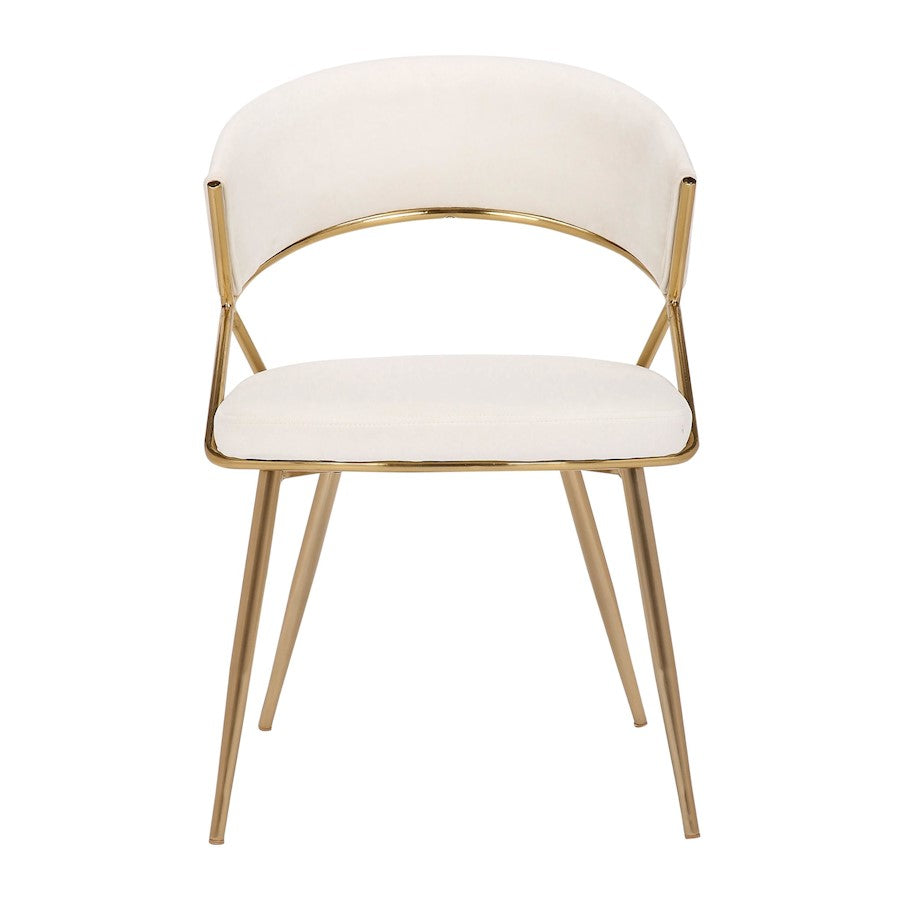 LumiSource Jie Dining Chair Set of 2 | Gold Steel and Cream Velvet | Glam Dining Room & Accent Seating | 22.25 x 20.5 x 31 in | Model DC-JIEAUVCR2