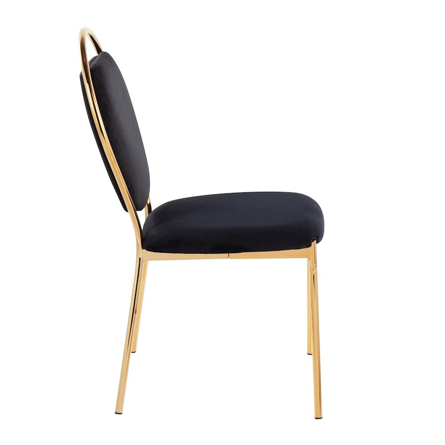 LumiSource Keyhole Dining Chair Set of 2 | Gold Metal and Black Velvet | Contemporary Glam Dining & Accent Seating | Model DC-KEYAUVBK2