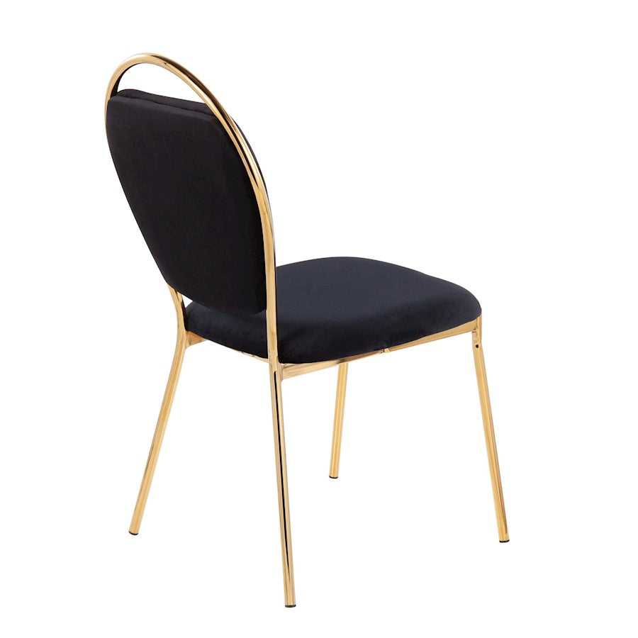 LumiSource Keyhole Dining Chair Set of 2 | Gold Metal and Black Velvet | Contemporary Glam Dining & Accent Seating | Model DC-KEYAUVBK2