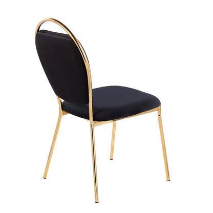LumiSource Keyhole Dining Chair Set of 2 | Gold Metal and Black Velvet | Contemporary Glam Dining & Accent Seating | Model DC-KEYAUVBK2