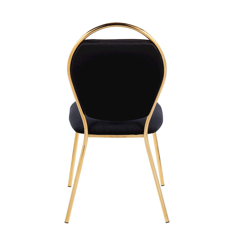 LumiSource Keyhole Dining Chair Set of 2 | Gold Metal and Black Velvet | Contemporary Glam Dining & Accent Seating | Model DC-KEYAUVBK2