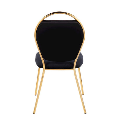LumiSource Keyhole Dining Chair Set of 2 | Gold Metal and Black Velvet | Contemporary Glam Dining & Accent Seating | Model DC-KEYAUVBK2