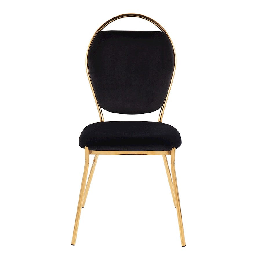 LumiSource Keyhole Dining Chair Set of 2 | Gold Metal and Black Velvet | Contemporary Glam Dining & Accent Seating | Model DC-KEYAUVBK2