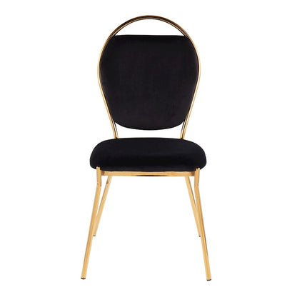 LumiSource Keyhole Dining Chair Set of 2 | Gold Metal and Black Velvet | Contemporary Glam Dining & Accent Seating | Model DC-KEYAUVBK2