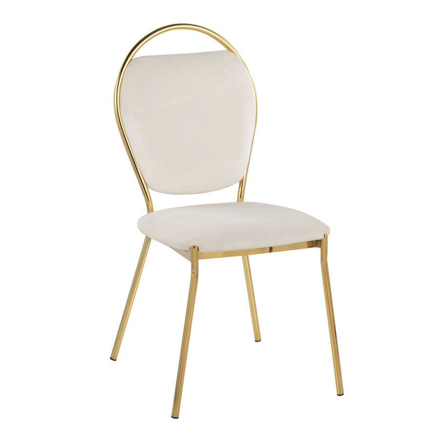 LumiSource Keyhole Dining Chair Set of 2 | Gold Metal and Green Velvet | Contemporary Glam Dining & Accent Seating | Model DC-KEYAUVGN2