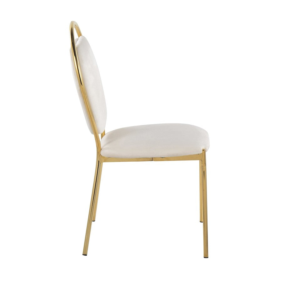 LumiSource Keyhole Dining Chair Set of 2 | Gold Metal and Green Velvet | Contemporary Glam Dining & Accent Seating | Model DC-KEYAUVGN2