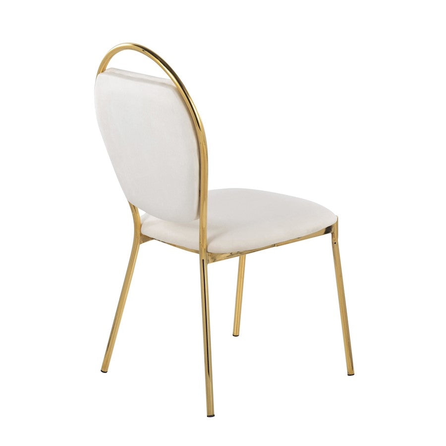 LumiSource Keyhole Dining Chair Set of 2 | Gold Metal and Green Velvet | Contemporary Glam Dining & Accent Seating | Model DC-KEYAUVGN2