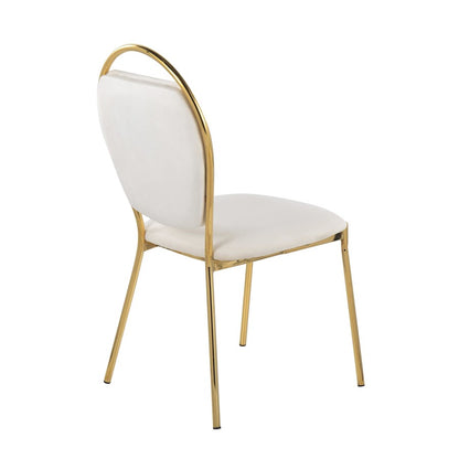 LumiSource Keyhole Dining Chair Set of 2 | Gold Metal and Green Velvet | Contemporary Glam Dining & Accent Seating | Model DC-KEYAUVGN2