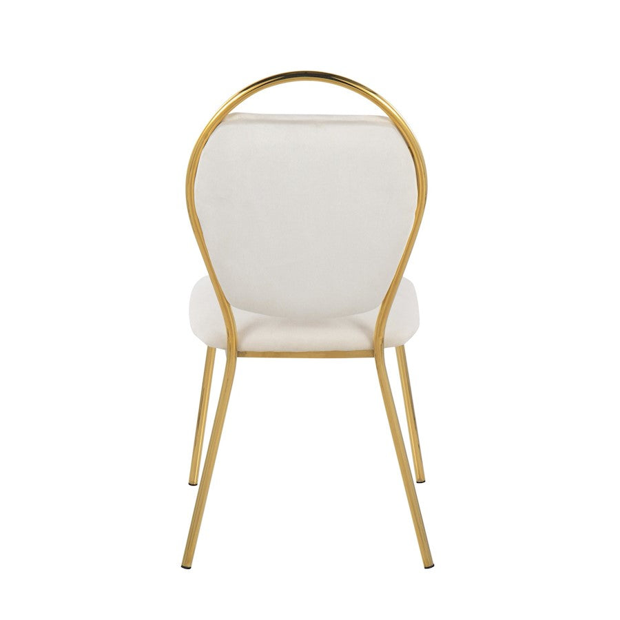 LumiSource Keyhole Dining Chair Set of 2 | Gold Metal and Green Velvet | Contemporary Glam Dining & Accent Seating | Model DC-KEYAUVGN2