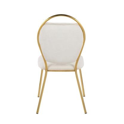 LumiSource Keyhole Dining Chair Set of 2 | Gold Metal and Green Velvet | Contemporary Glam Dining & Accent Seating | Model DC-KEYAUVGN2