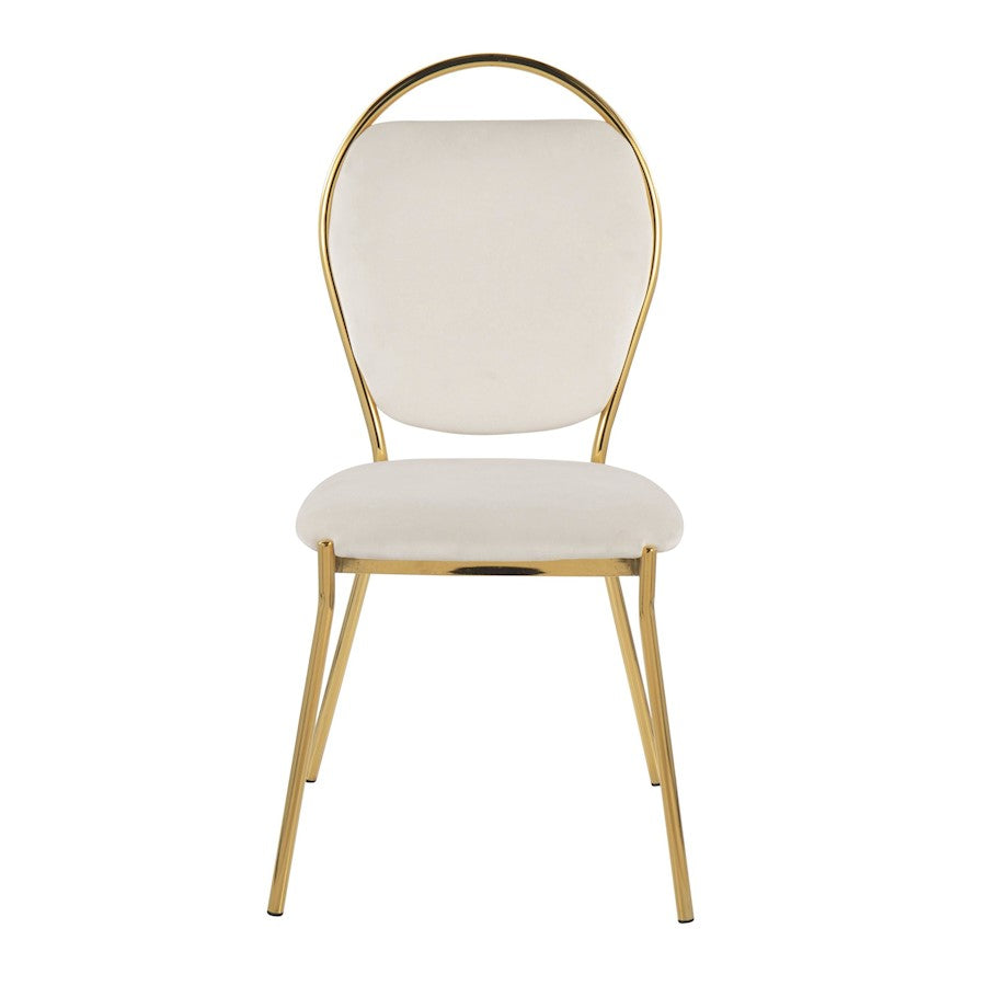 LumiSource Keyhole Dining Chair Set of 2 | Gold Metal and Green Velvet | Contemporary Glam Dining & Accent Seating | Model DC-KEYAUVGN2