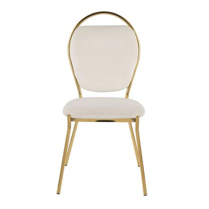 LumiSource Keyhole Dining Chair Set of 2 | Gold Metal and Green Velvet | Contemporary Glam Dining & Accent Seating | Model DC-KEYAUVGN2