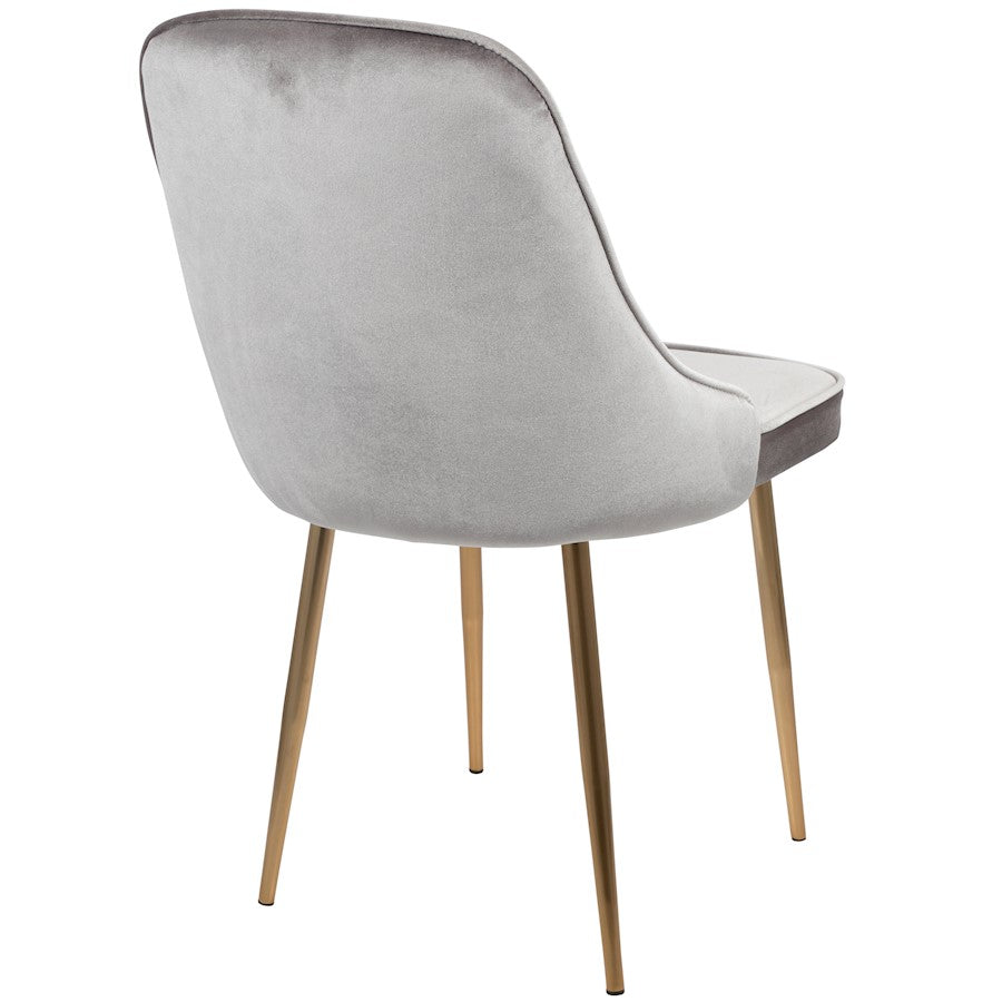 LumiSource Marcel Dining Chair Set of 2 | Glam Gold Metal & Silver Velvet | Dining Room & Living Room Seating | 24x20x34 in | Model DC-MARCLAU-SV2