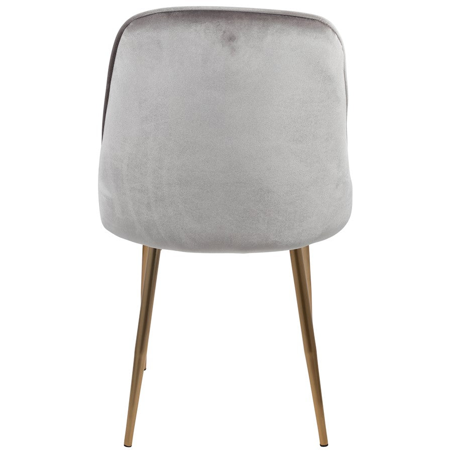 LumiSource Marcel Dining Chair Set of 2 | Glam Gold Metal & Silver Velvet | Dining Room & Living Room Seating | 24x20x34 in | Model DC-MARCLAU-SV2