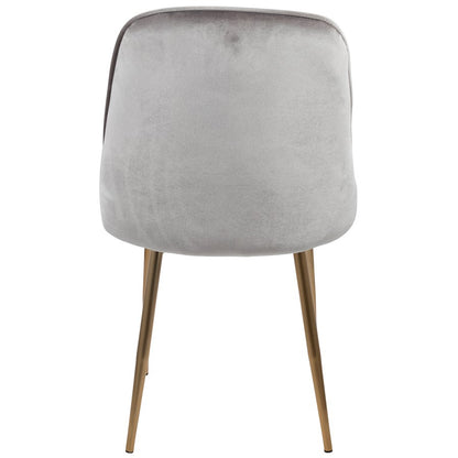 LumiSource Marcel Dining Chair Set of 2 | Glam Gold Metal & Silver Velvet | Dining Room & Living Room Seating | 24x20x34 in | Model DC-MARCLAU-SV2