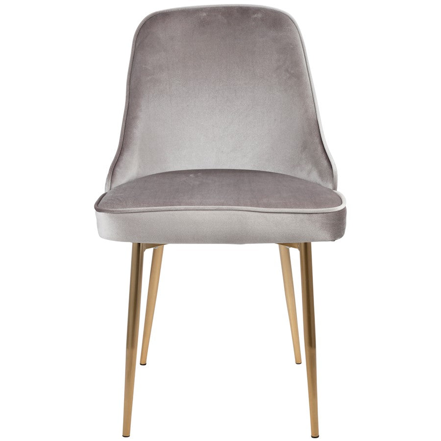 LumiSource Marcel Dining Chair Set of 2 | Glam Gold Metal & Silver Velvet | Dining Room & Living Room Seating | 24x20x34 in | Model DC-MARCLAU-SV2