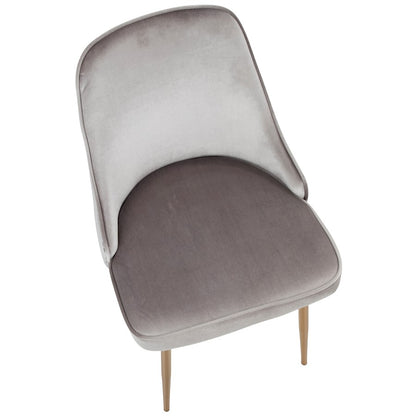 LumiSource Marcel Dining Chair Set of 2 | Glam Gold Metal & Silver Velvet | Dining Room & Living Room Seating | 24x20x34 in | Model DC-MARCLAU-SV2