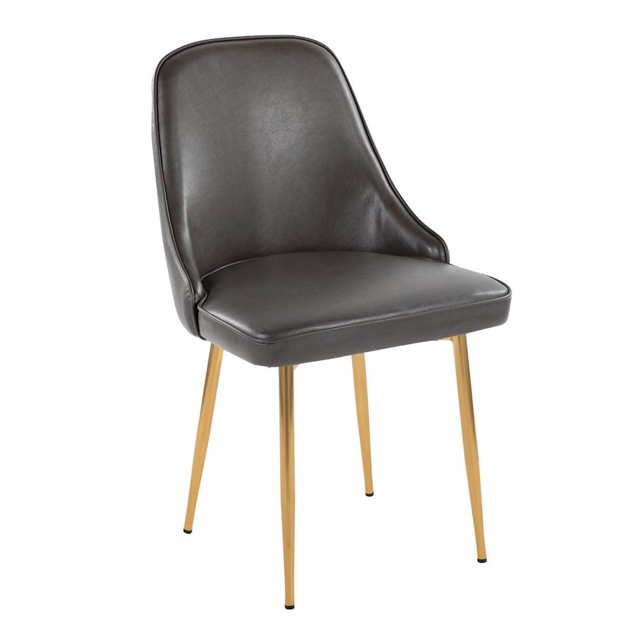 LumiSource Marcel Dining Chair Set of 2 | Glam Gold Metal & Grey PU | Dining Room & Kitchen Seating | 23.5x20x33.75 in | Model DC-MARCLAUPUGY2